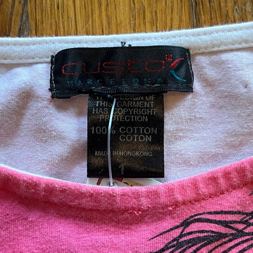 Custo Barcelona Pink Graphic Noodles Short Sleeve Tee - Picture 4 of 5